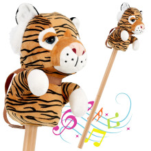 (Tiger) The Magic Toy Shop Kids Safari Animals Hobby Horse Toy with Sounds Horse Toys for Girls & Boys