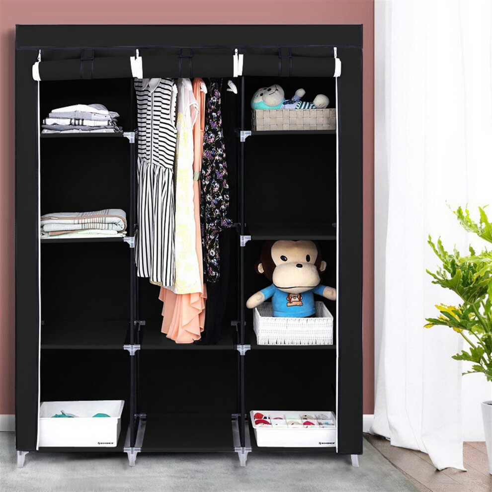 67" Portable Closet Organizer Storage Organizer Wardrobe w/ 10 Shelves