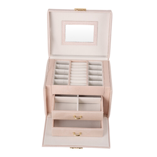 Living And Home Multi-Function Faux Leather Jewellery Storage Box with Drawers 2