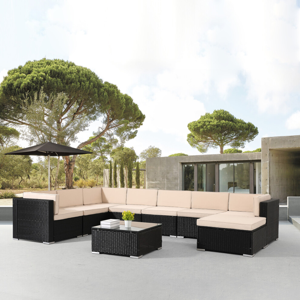 AREBOS Polyrattan garden furniture garden set lounge set seating group black Palermo