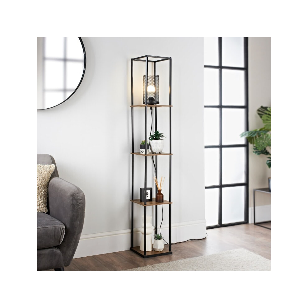 New Tromso Floor Shelving With Lamp Display Modern LED Standing Light