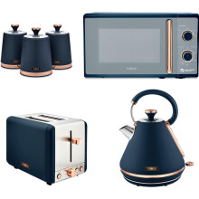 Tower Cavaletto Kettle Toaster Microwave & Canisters Blue & Rose Gold