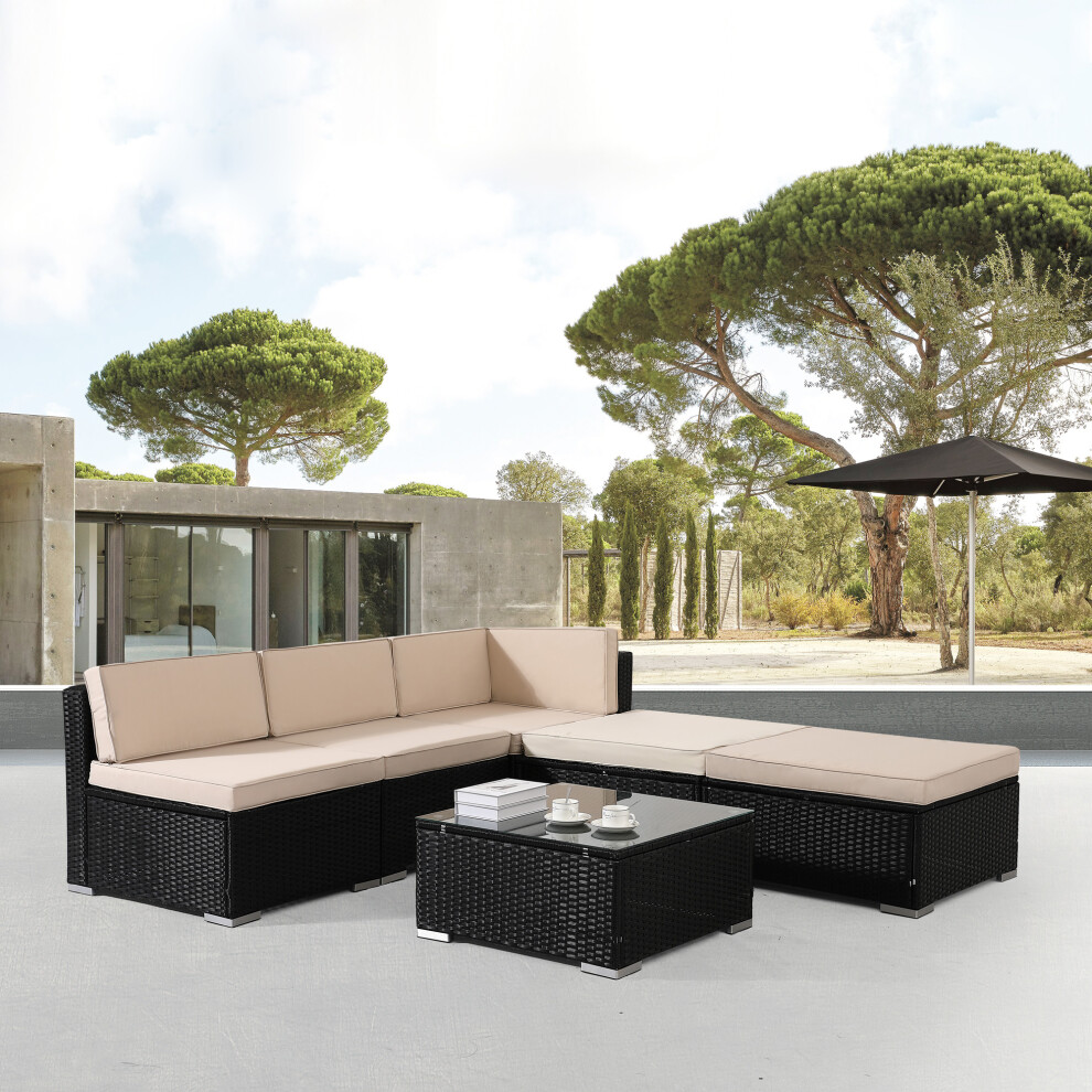 AREBOS Polyrattan garden furniture garden set lounge set seating group black Barcelona