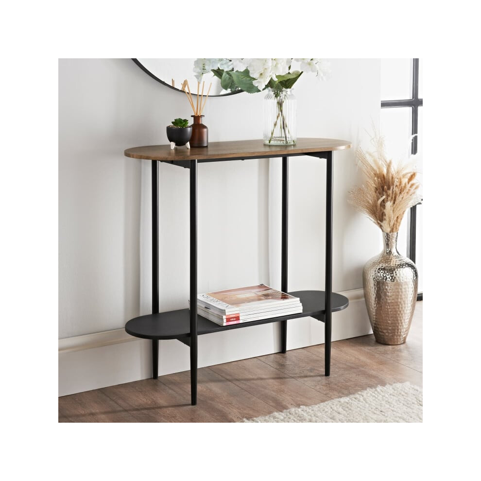 Tromso Console Table With Undershelf Metal Frame & Wooden Drawers