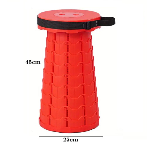 Red Portable Folding Telescopic Stool Adjustable Camping Chair 45cm 2