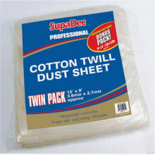 Pro Cotton Twill Dust Sheets Twin Pack 12' x 9' (3.6m x 2.7m) approx