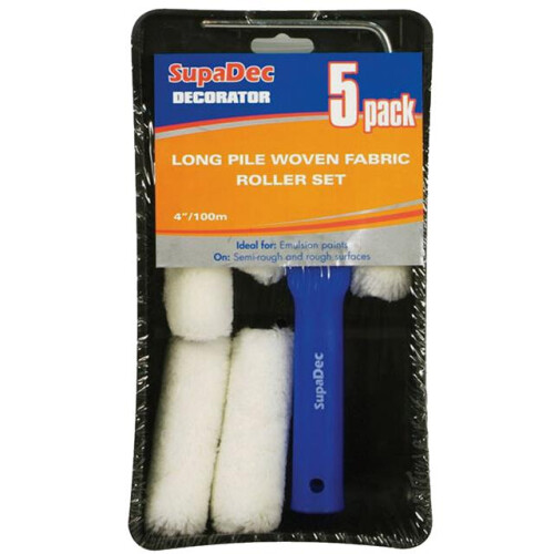 DIY Decorating Long Pile Woven Fabric Roller Set 4"/100mm, 5 Pack