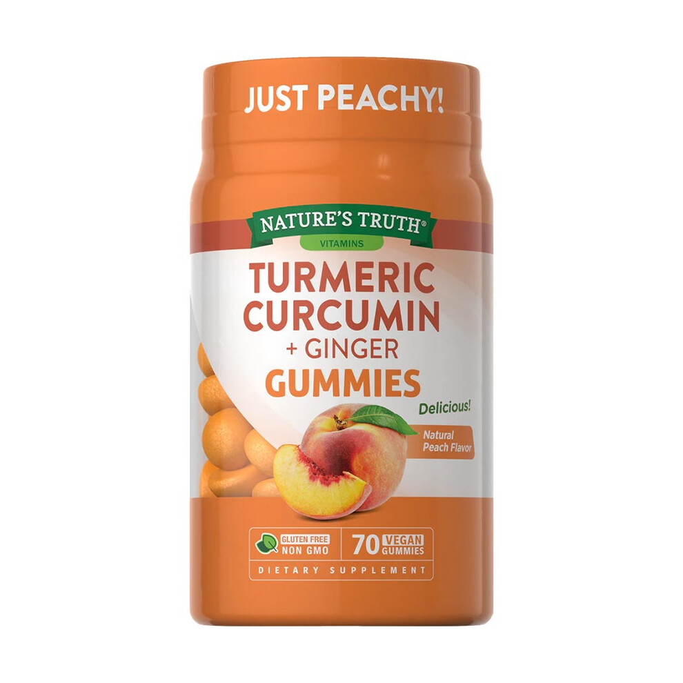 Peach Nature's Truth Turmeric & Ginger Gummies|Natural Flavor|70 Vegan Gummies|Non-Gmo & Gluten Free| Herbal Dietary Supplements