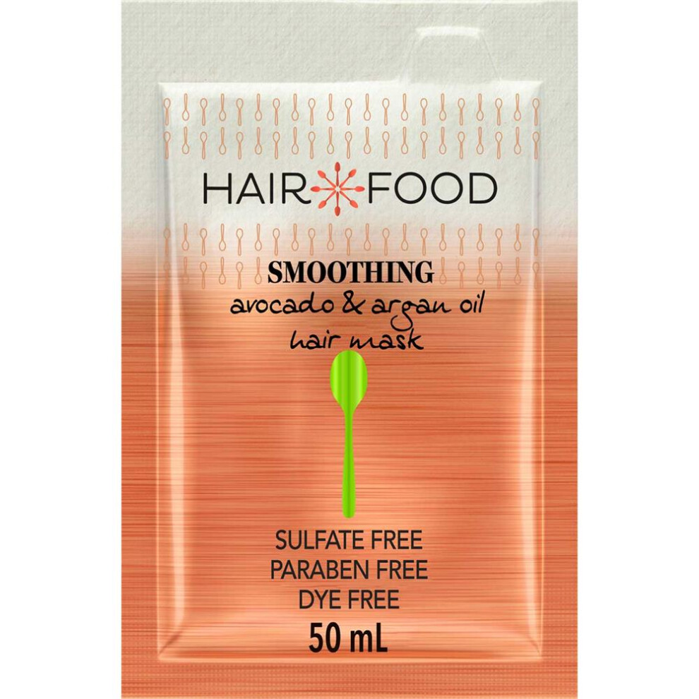 Hair Food Sulfate Free Hair Mask with Smoothing Argan Oil and Avocado Deeply Nourishing Treatment for Silky, Smooth Hair 50ml