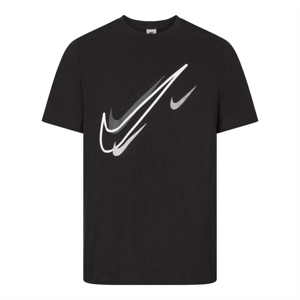 (Black, S) Nike Mens Sportswear Club Swoosh T Shirt