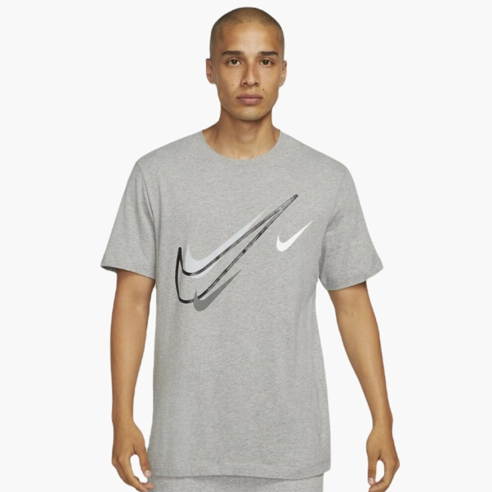 Nike (, L) Mens Sportswear Club Swoosh T Shirt Grey