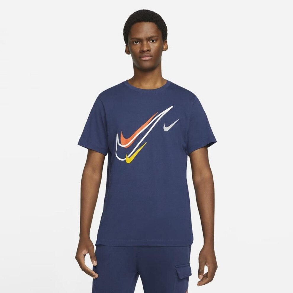 Nike (Navy, M) Mens Sportswear Club Swoosh T Shirt Blue
