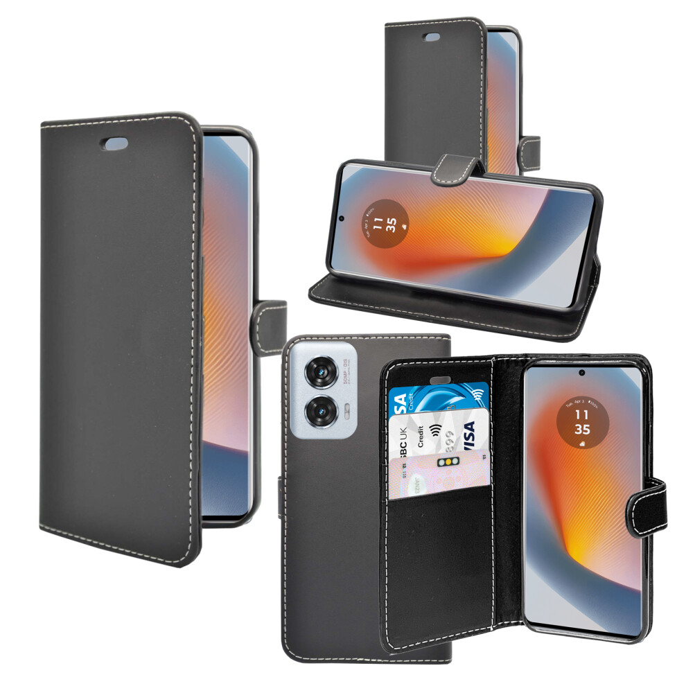 (Black) For Motorola G50 Fusion Wallet Flip Pu Leather Case Black 3476247226355