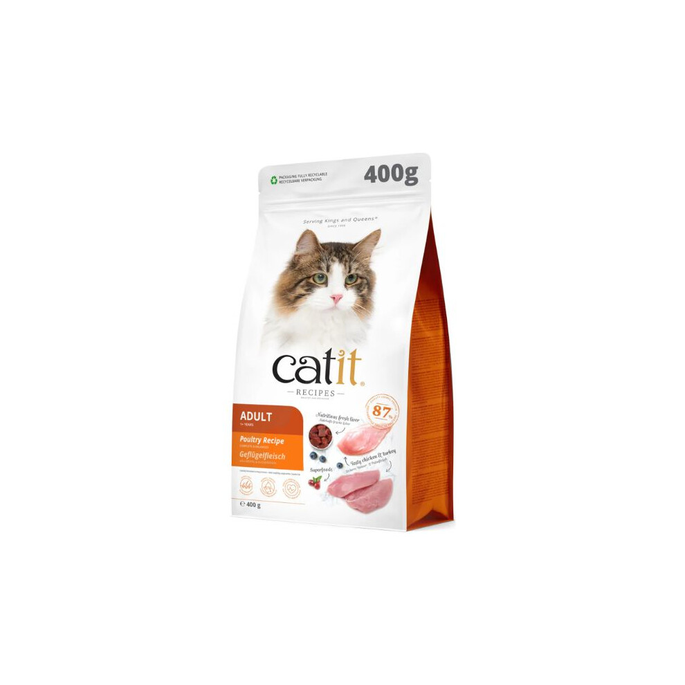 Recipes Adult Poultry Dry Cat Food 400g