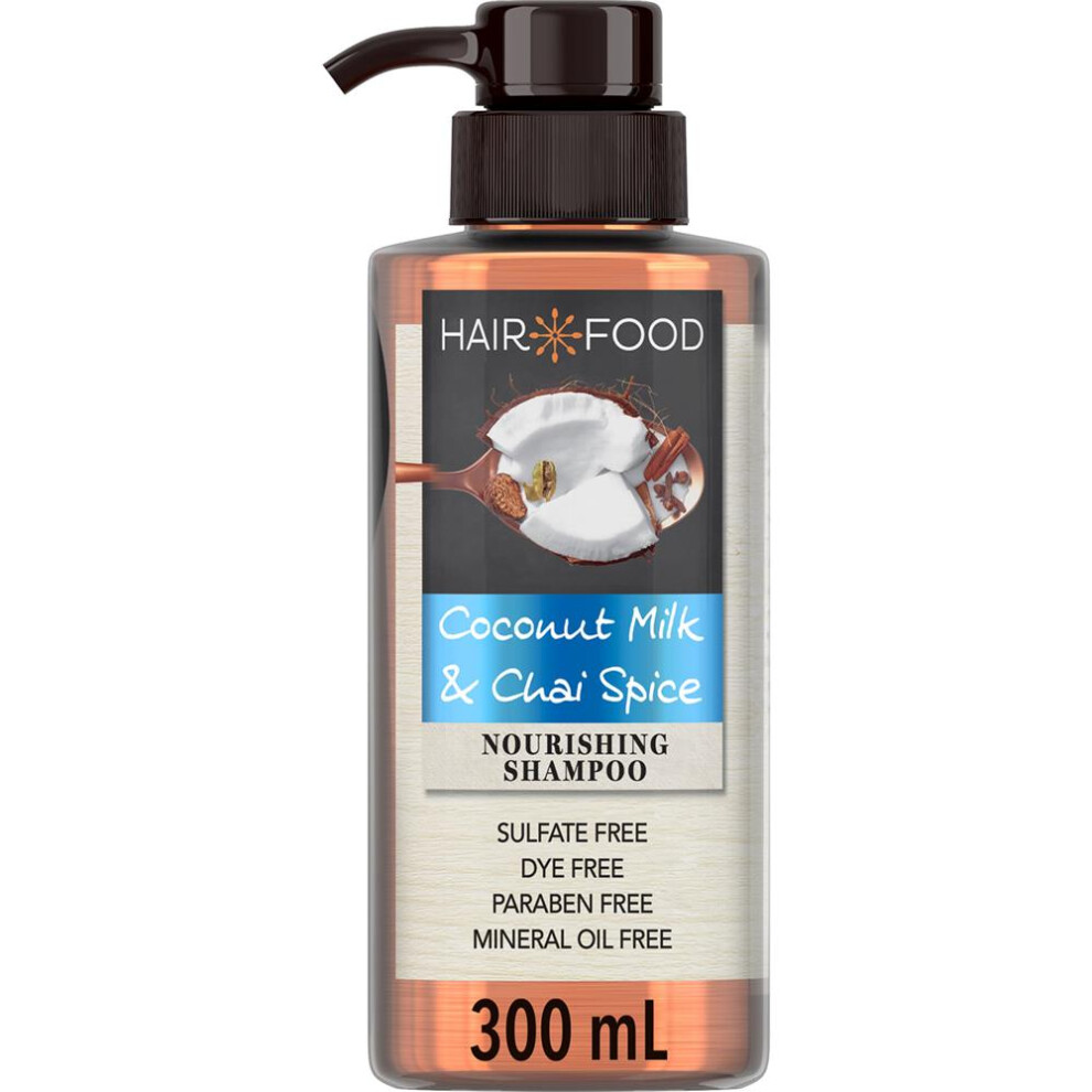 Hair Food Sulfate Free Nourishing Shampoo with Coconut and Chai Spice Luxurious, Nutrient-Rich Cleanser for Healthy 300ml