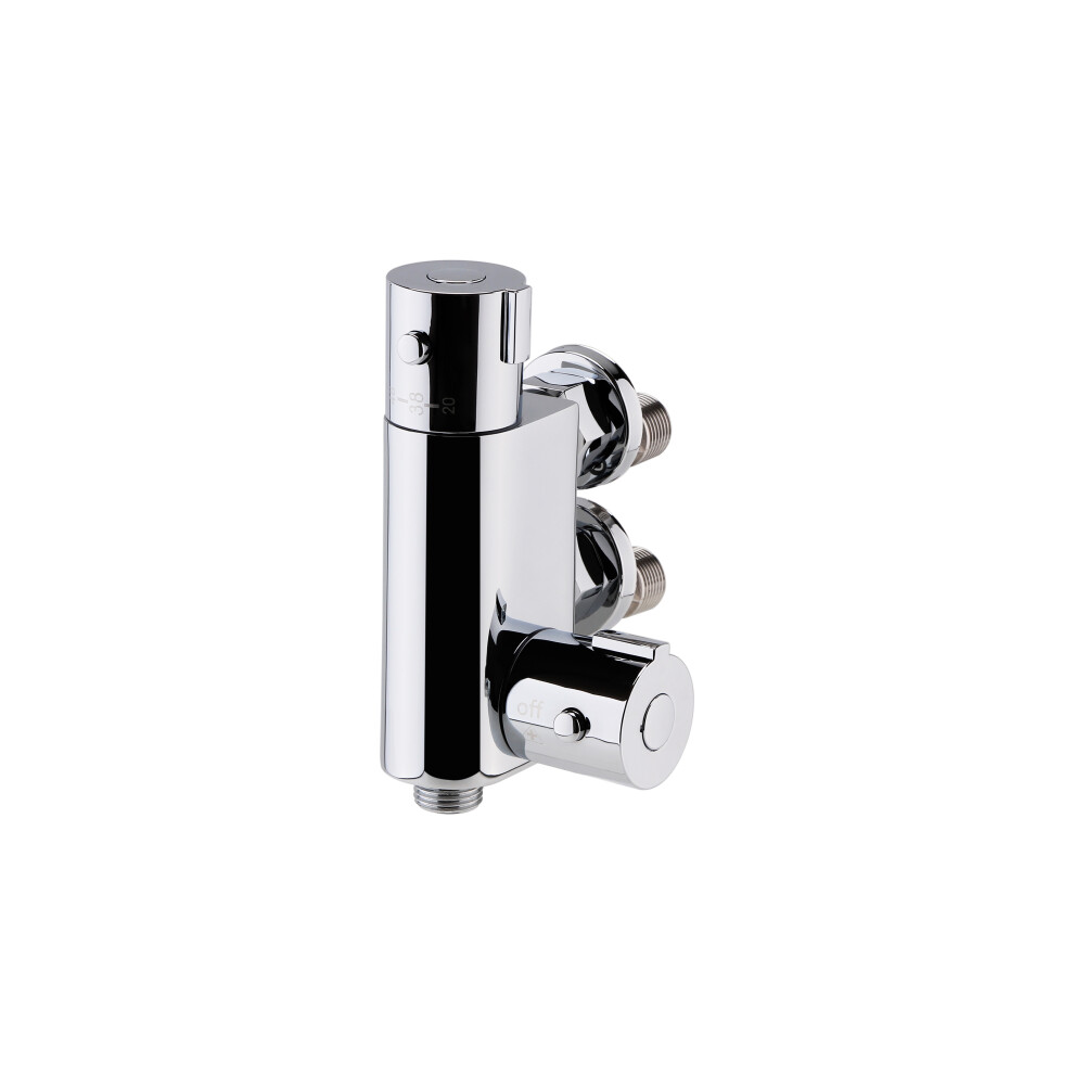 Contemporary Round Vertical Thermostatic Shower Bar Valve (1 Outlet) - Chrome - Balterley