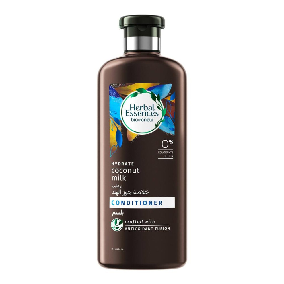 Herbal Essences Bio Hydrate Coconut Milk Conditioner Luxurious Hydration for Soft, Restores Softness, Silky Hair 400 ml