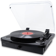(Black) Record Player With Stereo Speakers - Bluetooth - USB & SD Recording - AUX IN & RCA Out