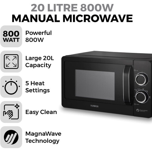 Tower Tower Solitaire Black Kettle Toaster T24042BLK Microwave & Canisters 2