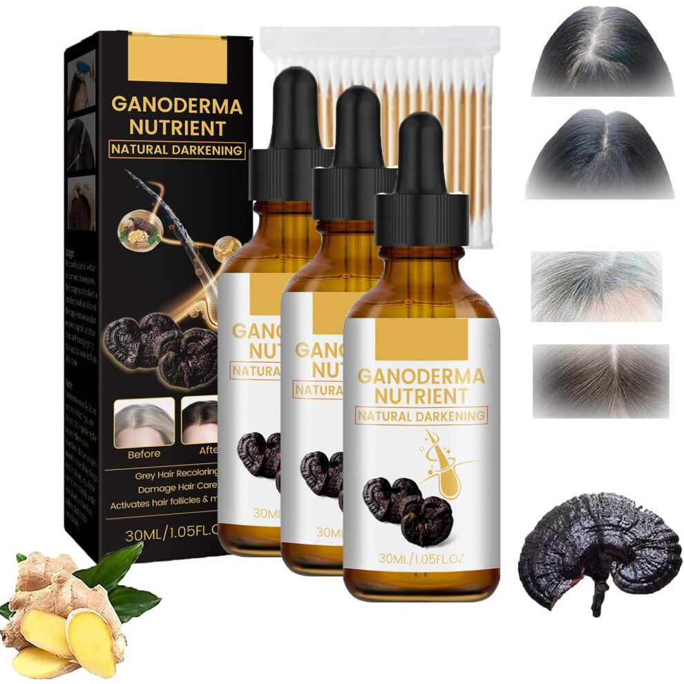 3Pcs Anti-greying Hair Serum, Anti-greying Hair Serum, Anti Gray Hair Serum, Ganoderma Nutrient Natural Darkening