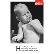 Greetings Card On The Ceiling Daddy Baby With Finger On Mouth Card
