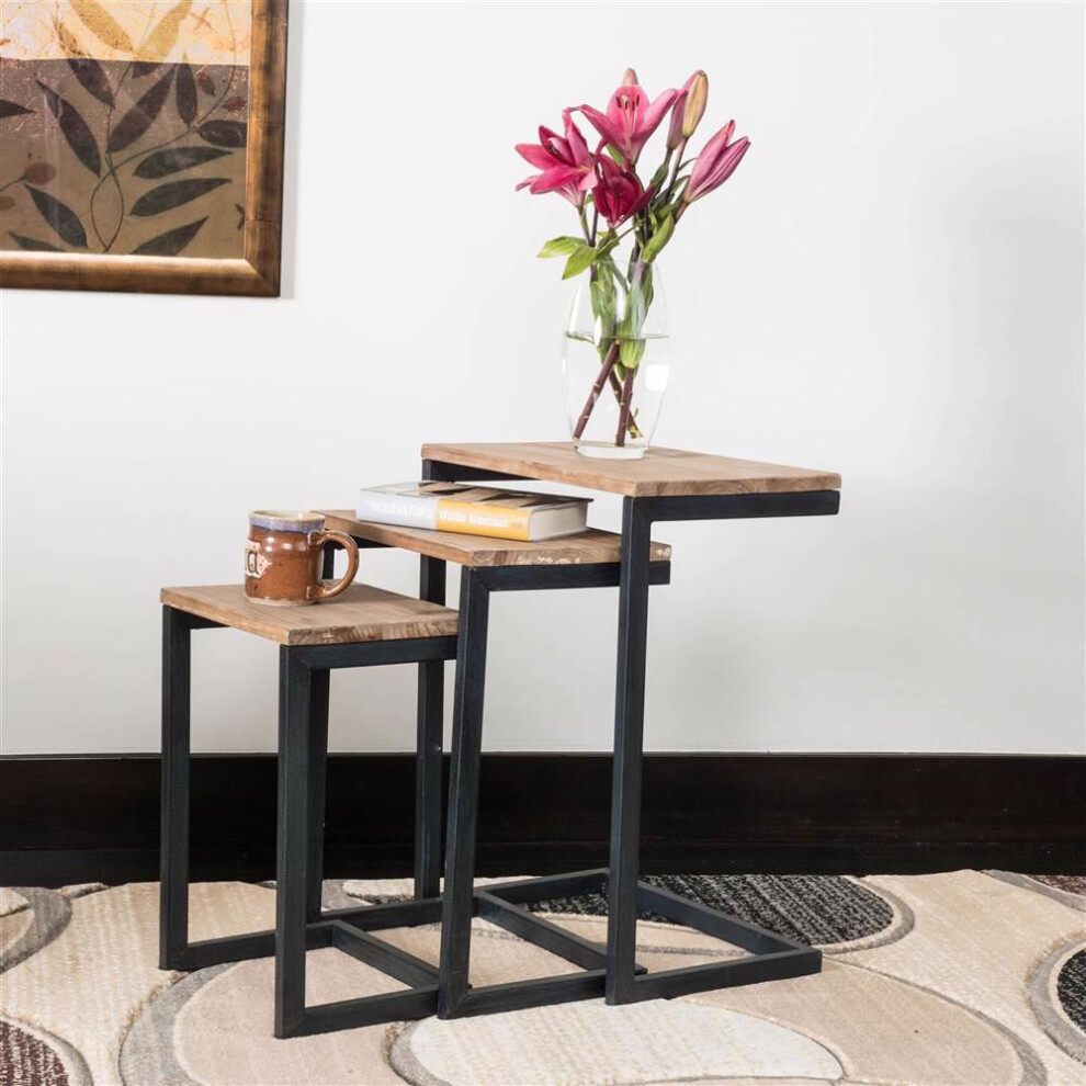 Urban Design Modern Nest Of 3 Firewood Metal Nesting Table