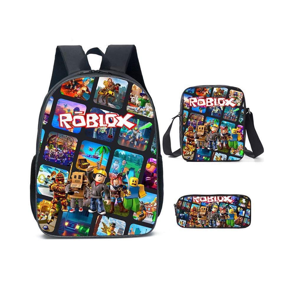 (Style K) Schoolbag 3pcs Roblox Lunch Bag Pencil Case Set Backpack Kids Education Gift