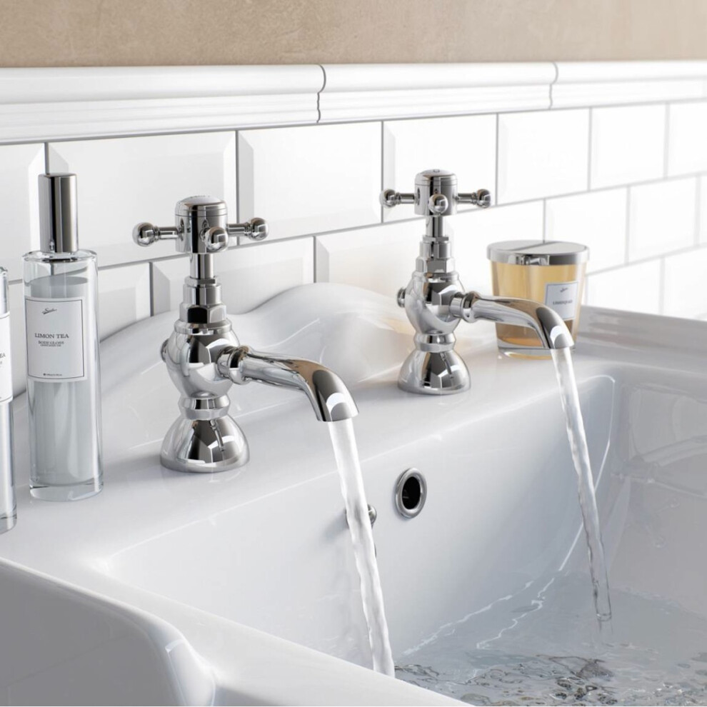 Churchill Edwardian Traditional Hot & Cold Twin Basin Taps Chrome 7426764416964