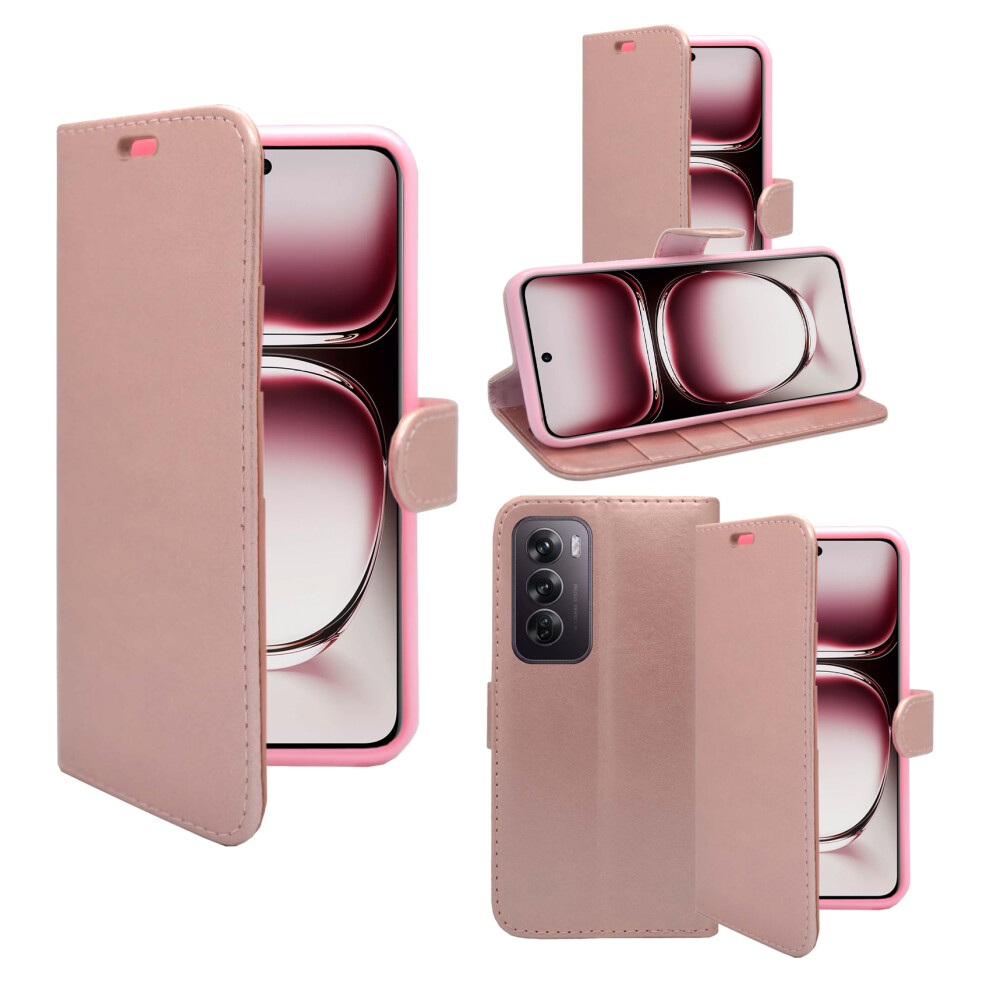 (Rose ) For Oppo Reno 12 Wallet Flip Pu Leather Case Gold 3476322884364