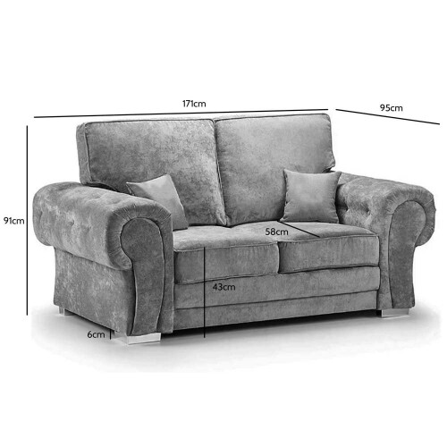 Verona High Back Grey Fabric 2 Seater Sofa 2