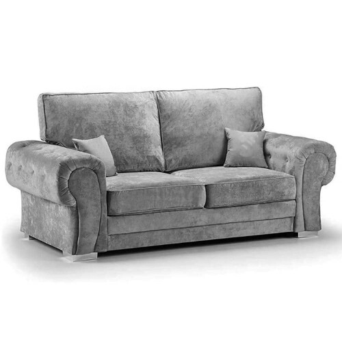 Verona High Back Grey Fabric 3 Seater Sofa