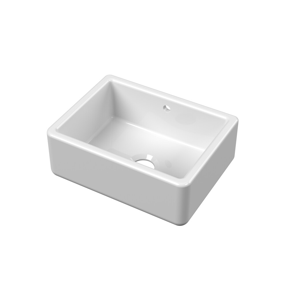 Fireclay Single Bowl Kitchen Sink with 36mm Thick Sides and Overflow - 595mm - Balterley