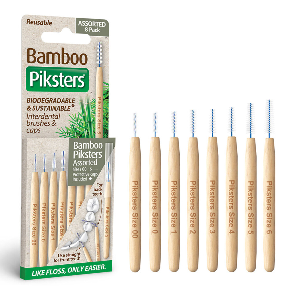 Piksters Bamboo Interdental Brushes | Variety Pack | 8 Pack