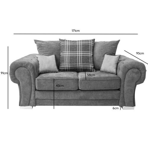 Verona Scatter Grey Fabric 2 Seater Sofa 2