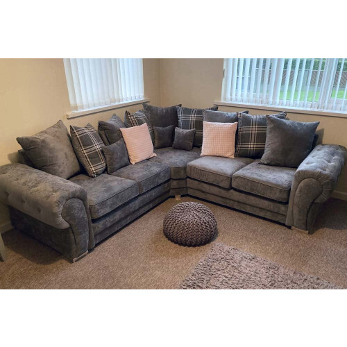 Verona Scatter Grey Fabric Corner Sofa 1
