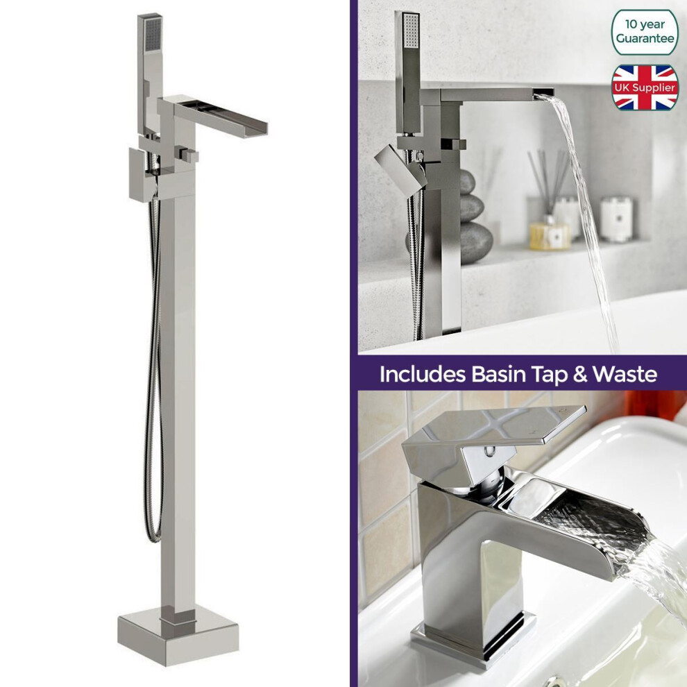 Ozone Freestanding Waterfall Bath Shower and Basin Mixer Tap