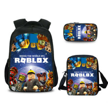 Roblox Kids Backpack 3-Piece Set: Crossbody Bag, Pencil Case & School Bag, Water-Resistant, Padded Straps, Laptop Storage