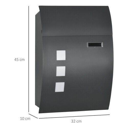 Homcom HOMCOM Weatherproof Wall Mounted Letter Box Post Box with Keys Anthracite Grey 1