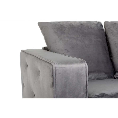 Warwick Grey Velvet Fabric High Back Corner Sofa 1