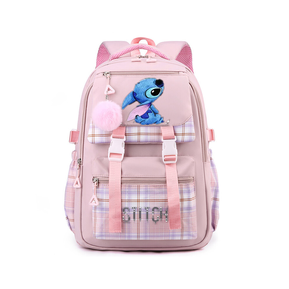 (Pink) 2024 New Kids Lilo Stitch Backpack Rucksack Student Handbag Laptop Travel Bag Gifts