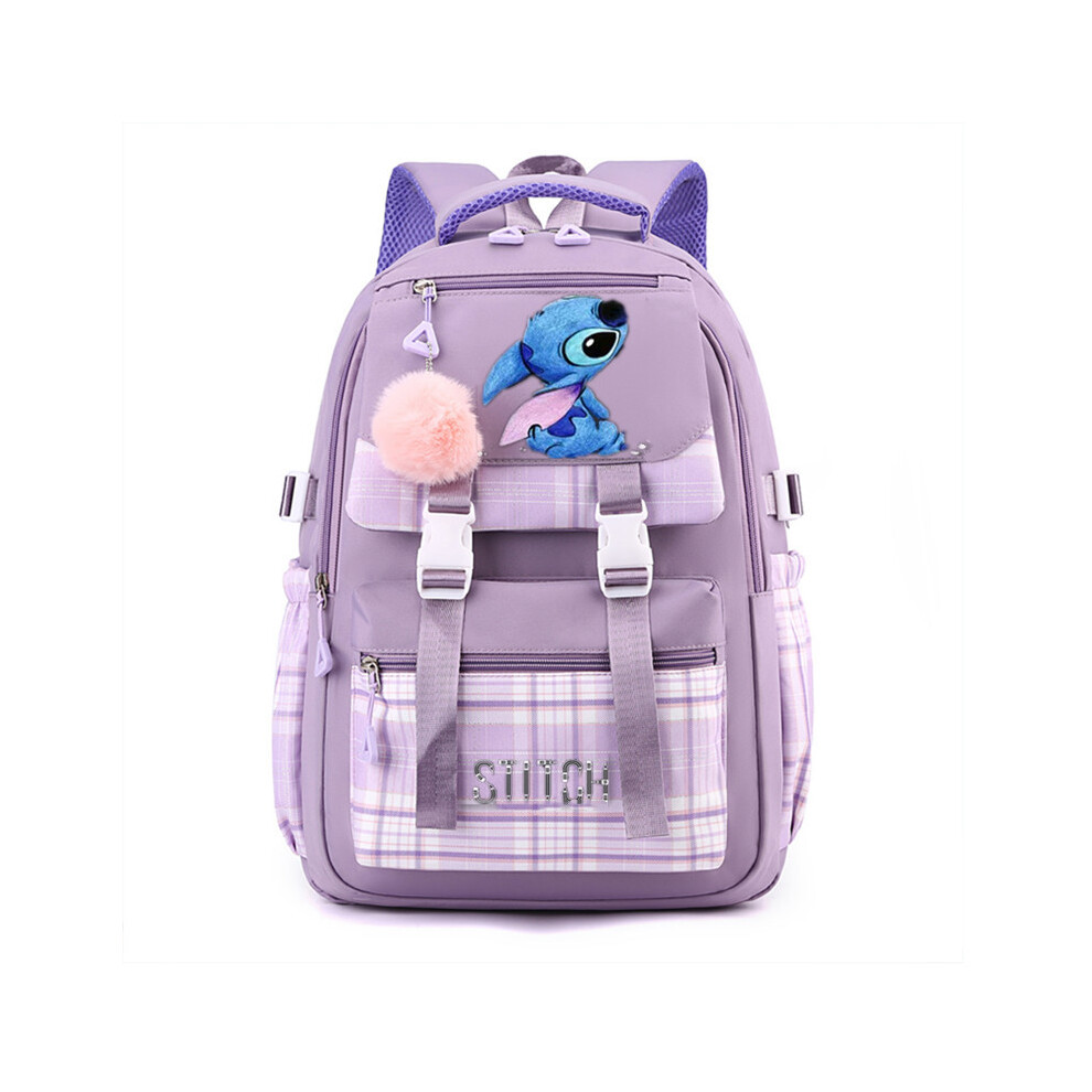 (Purple) 2024 New Kids Lilo Stitch Backpack Rucksack Student Handbag Laptop Travel Bag Gifts