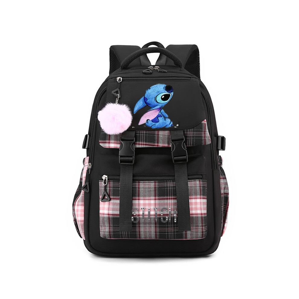 (Black) 2024 New Kids Lilo Stitch Backpack Rucksack Student Handbag Laptop Travel Bag Gifts