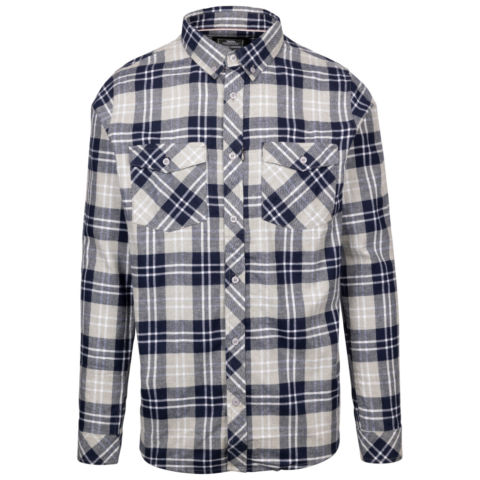 (XXL, Navy Check) Trespass Mens Shirt ButtonUp Fleece Lined Dawlish