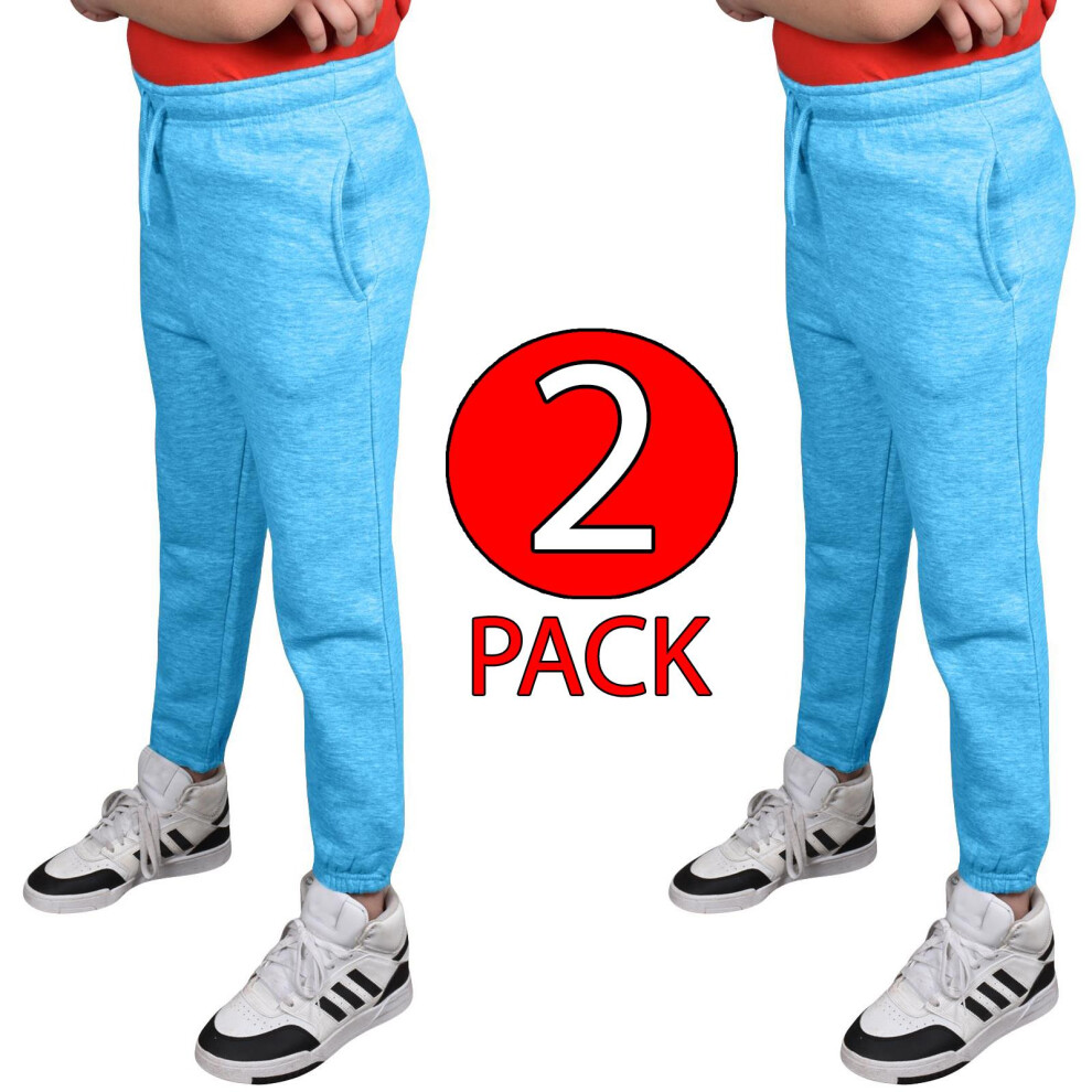 (Turquoise, 9 - 10 Years) Kids Boy Girl Warm Tracksuit Jogging Bottoms 2Pack