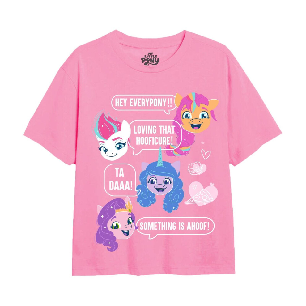 (3-4 Years, Light Pink) My Little Pony Girls Texting Ponies T-Shirt