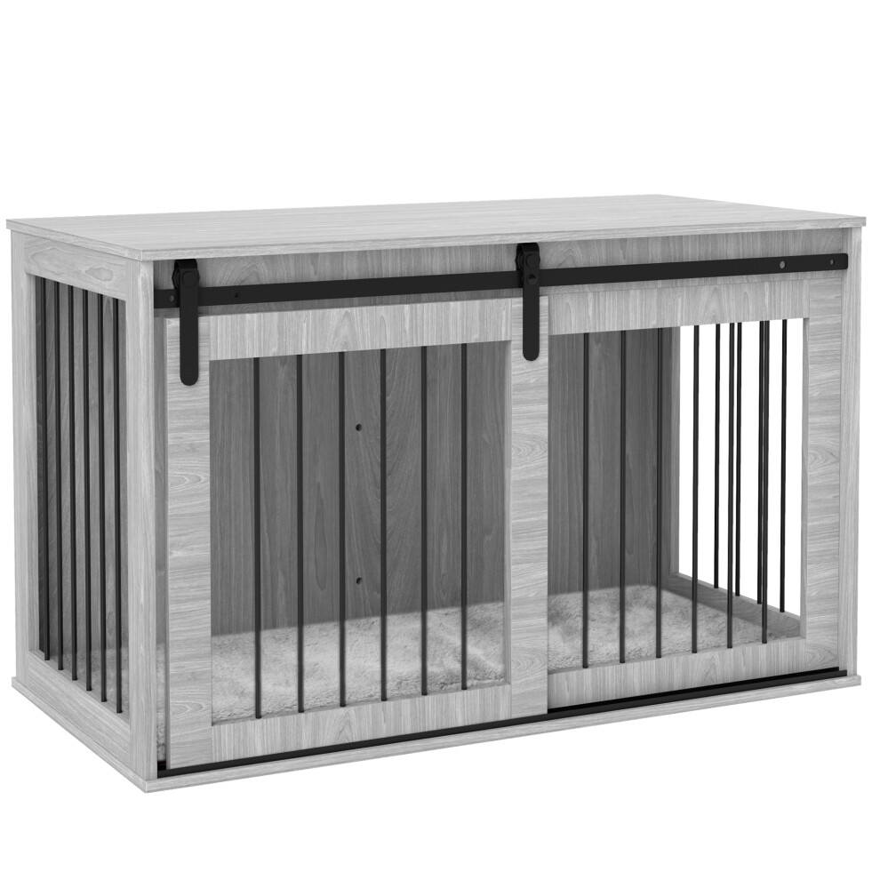 PawHut Dog Crate Furniture with Removable Cushion for XL-sized Dogs - Grey