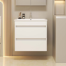 600mm Bathroom Vanity Unit Basin Sink Wall Hung Cabinet Gloss White 2 Drawers