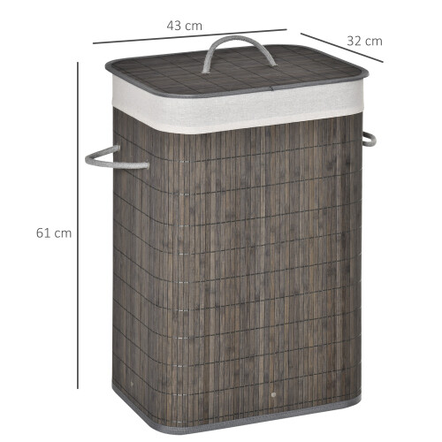Homcom HOMCOM Collapsible Clothes Hamper with Lid Handles Removable Lining, Grey 1