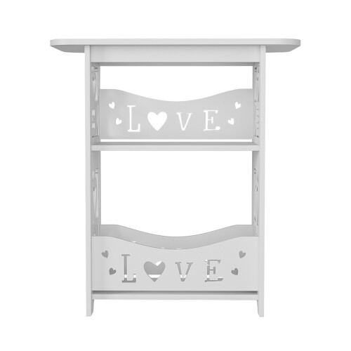 Living And Home 2-Tier PVC Side Table Small Nightstand 2
