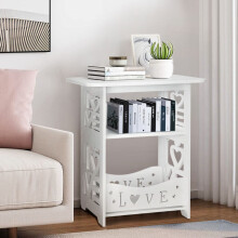 2-Tier PVC Side Table Small Nightstand